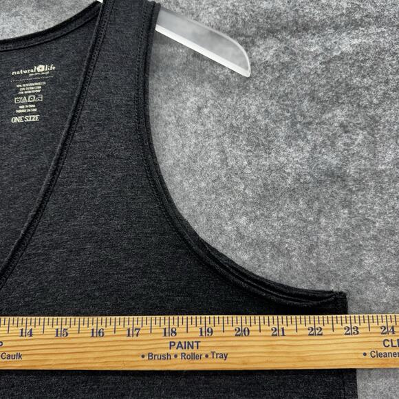 Natural Life Womens Knit V Neck Jumpsuit Size OS Charcoal Boho Hippie Oversized - Picture 13 of 16